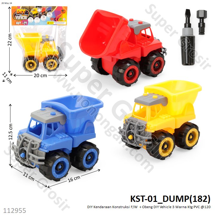 DIY Kendaraan Konstruksi + Obeng F/W Vehicle 3 Warna Ktg PVC @120