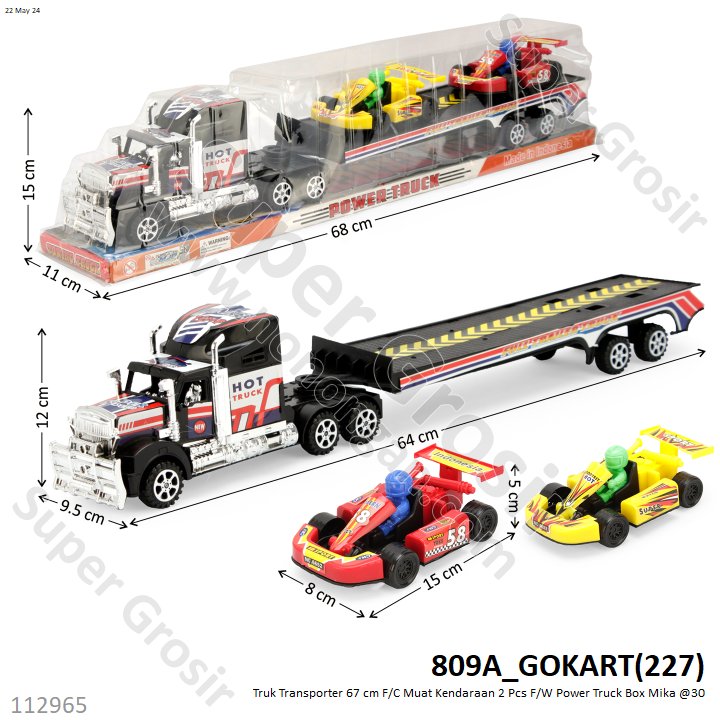 Truk Trailer Muat Kendaraan 2 Pcs Pesawat / Mobil Balap F/C F/W 67 cm Power Truck Box Mika @30