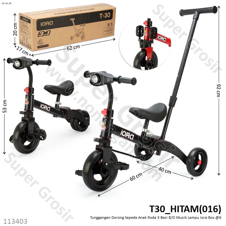 Sepeda Anak Roda 3 Besi B/O Musik Lampu Iora Box @6