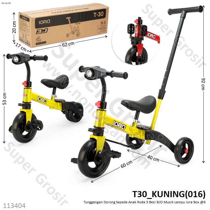 Sepeda Anak Roda 3 Besi B/O Musik Lampu Iora Box @6