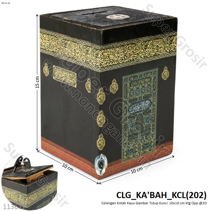 Celengan Kotak Kayu Gambar Tutup Kunci 10x10 cm Ktg Opp @20