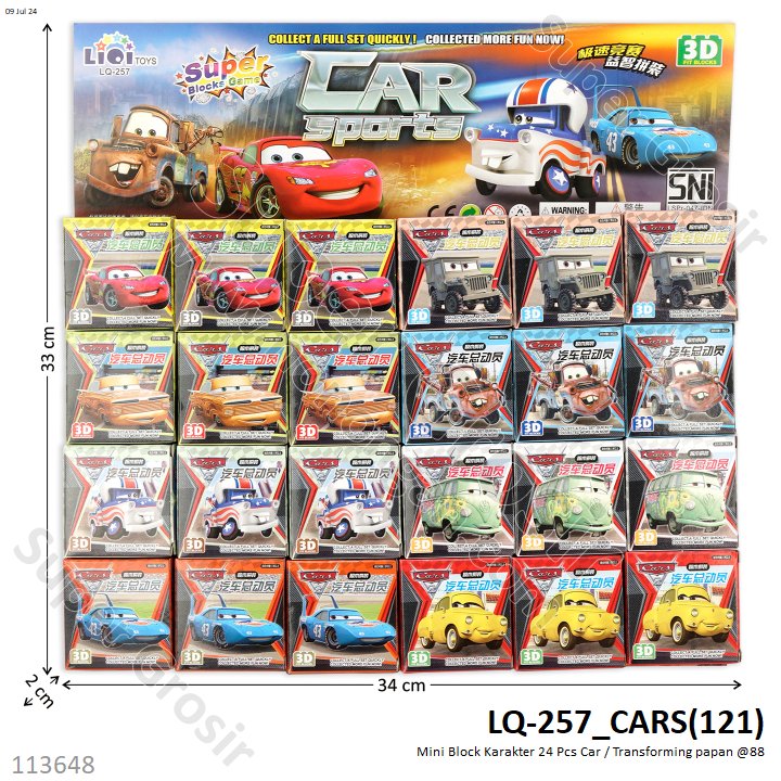 Mini Block The Cars / Transformer 24 Pcs Car / Transforming Papan @88