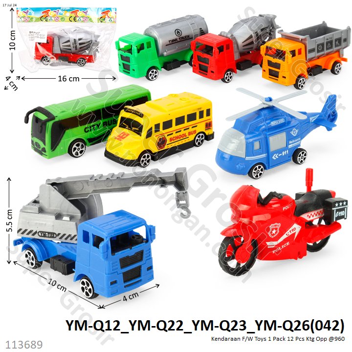 Kendaraan F/W Toys 1 Pack 12 Pcs Ktg Opp @960