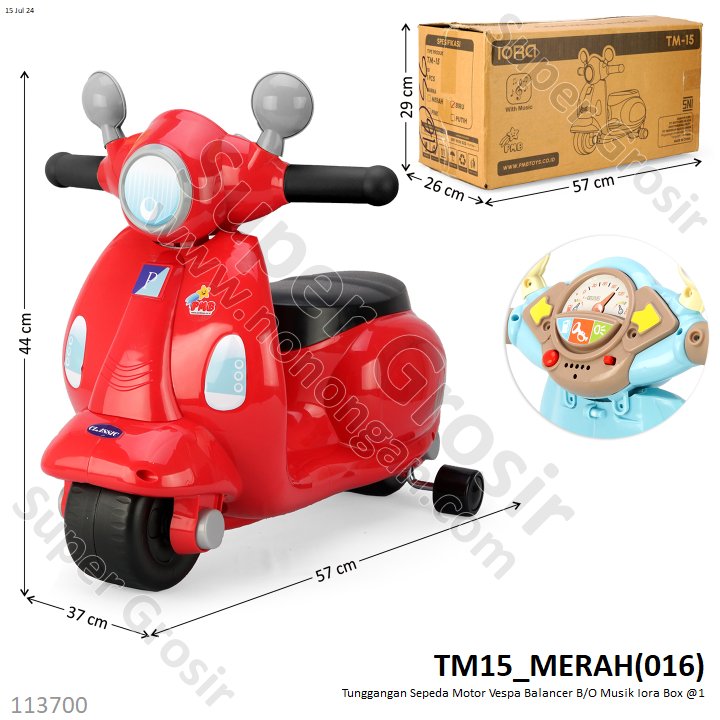 Tunggangan Sepeda Motor Vespa Balancer B/O Musik Iora Box @1