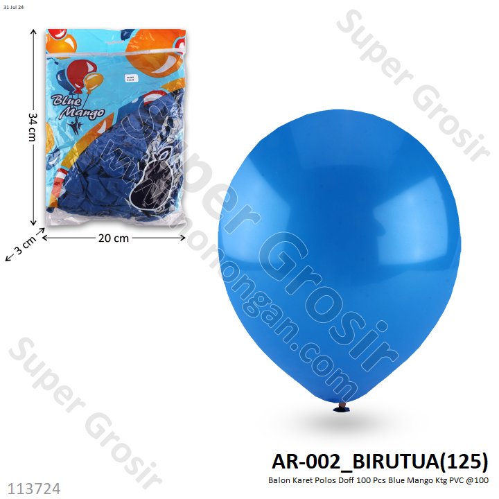 Balon Karet Polos Doff 100 Pcs Blue Mango Ktg PVC @100