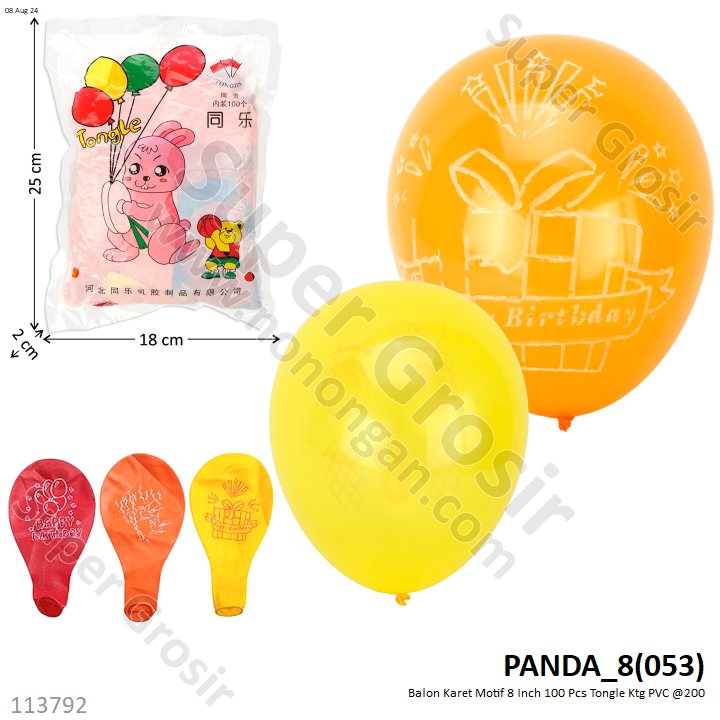 Balon Karet Gambar 8 Inch 100 Pcs Tongle Ktg PVC @200