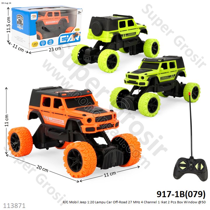 R/C Mobil Rock Crawler 1:20 Lampu Car Off-Road 27 MHz 4 Channel 1 Ikat 2 Pcs Box Window @50