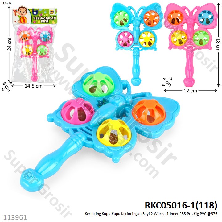 Kerincing Kupu-Kupu Bayi 2 Warna 1 Inner 288 Pcs Ktg PVC @576