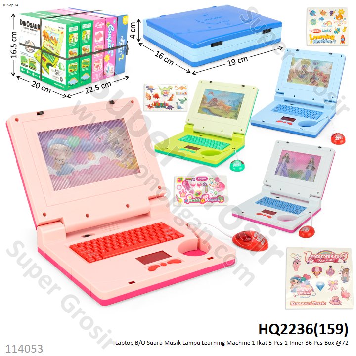 Laptop B/O Suara Musik Lampu Learning Machine 1 Ikat 5 Pcs 1 Inner 36 Pcs Box @72