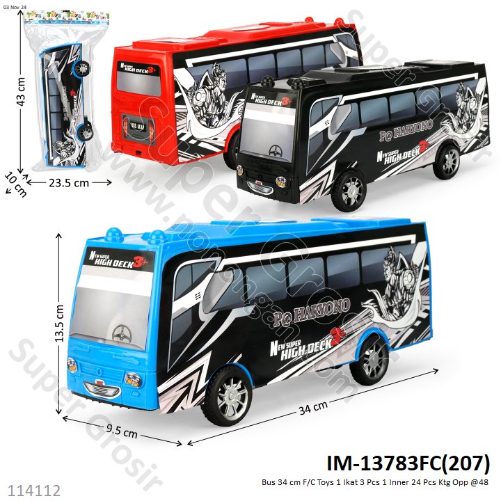Bus 34 cm (XL) F/C Toys 1 Ikat 3 Pcs 1 Inner 24 Pcs Ktg Opp @48