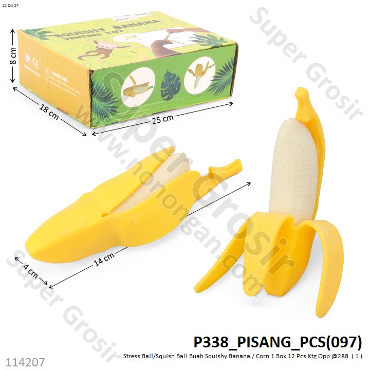 Squishy Buah Squishy Banana / Corn 1 Box 12 Pcs Ktg Opp @288