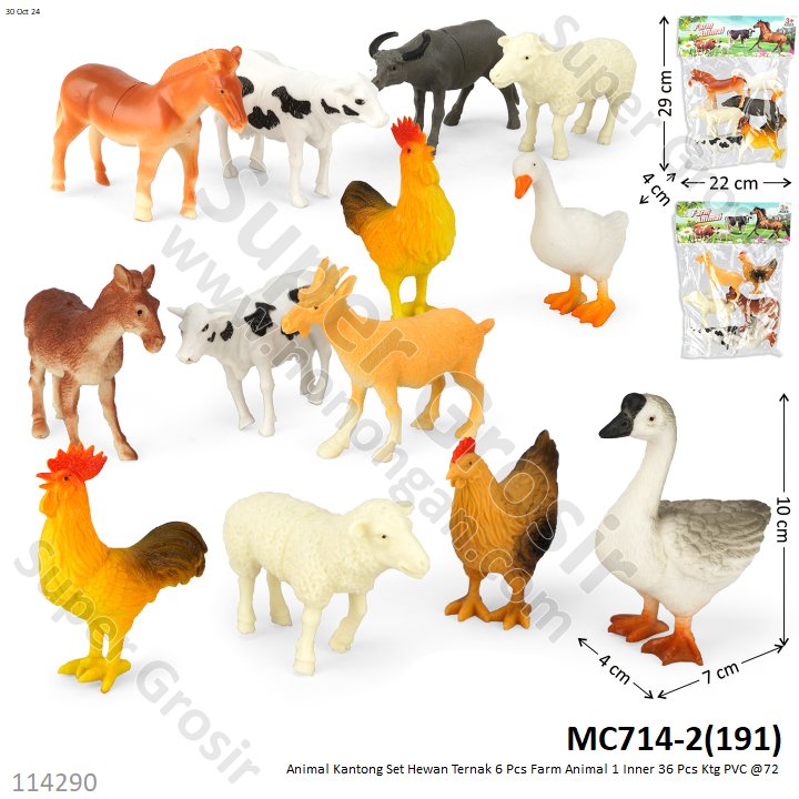 Hewan Ternak 6 Pcs Farm Animal MC714-2 1 Inner 60 Pcs Ktg PVC @120