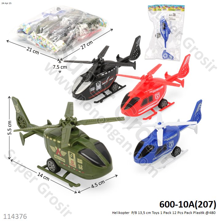 Helikopter 13,5 cm P/B Toys 1 Pack 12 Pcs Ktg Opp @480