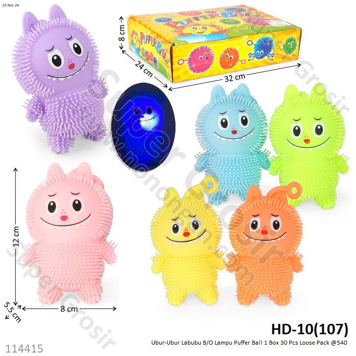 Ubur-Ubur Labubu Berdiri B/O Lampu Puffer Ball 1 Box 30 Pcs Loose Pack @648