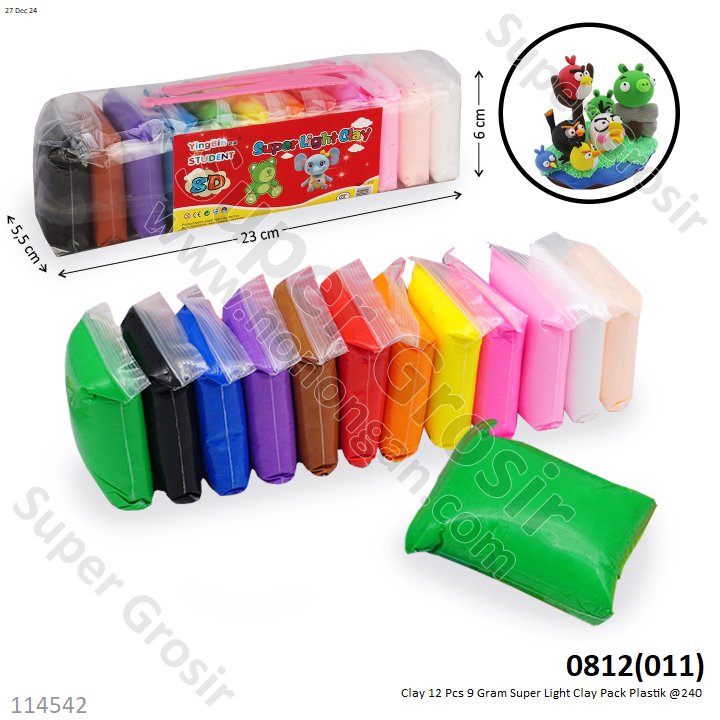 Clay 12 Pcs 90 Gram Super Light Clay Pack Plastik @260