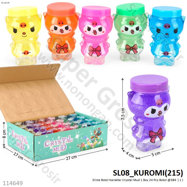Slime Botol Karakter Crystal Mud 1 Box 24 Pcs Botol @384