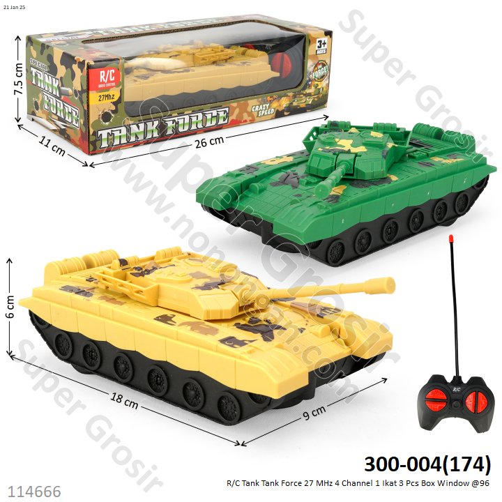 R/C Tank Tank Force 27 MHz 4 Channel 1 Ikat 2 Pcs Box Window @96