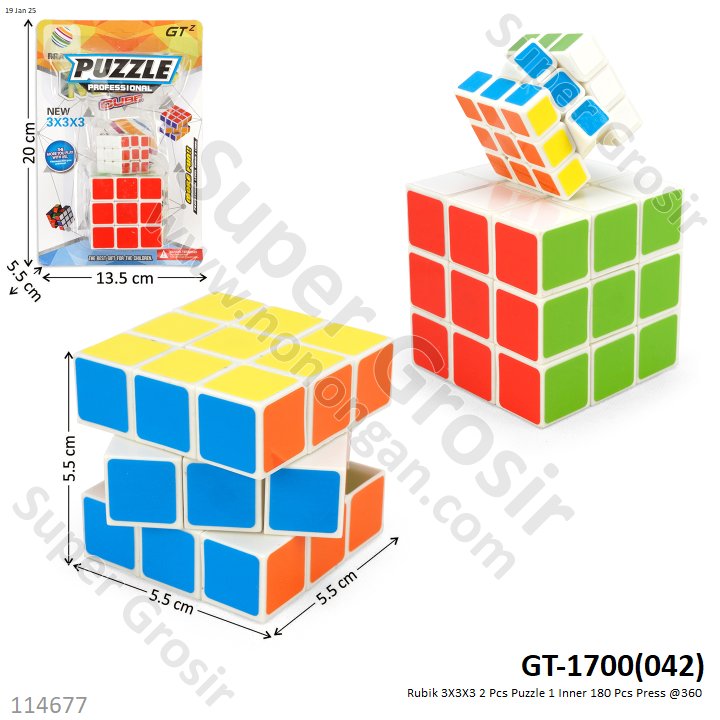 Rubik 3X3X3 2 Pcs Puzzle 1 Inner 180 Pcs Press @360
