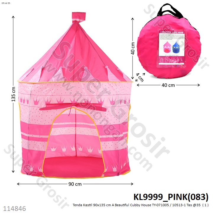 Tenda Kastil 90x135 cm A Beautiful Cubby House TY-071005 / 10513-1 Tas @35