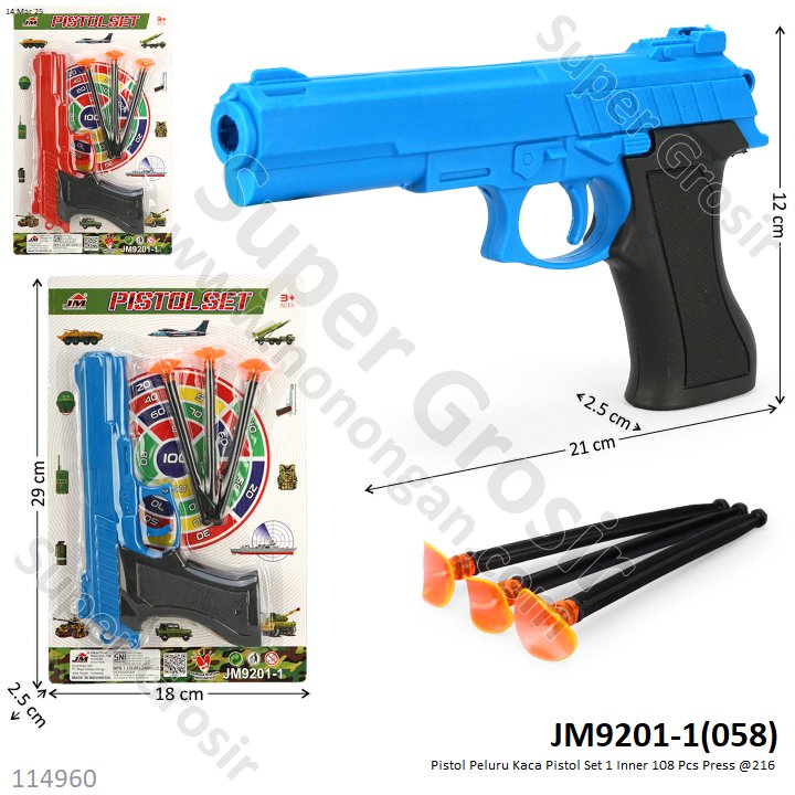 Pistol Peluru Kaca Pistol Set 1 Inner 108 Pcs Press @216