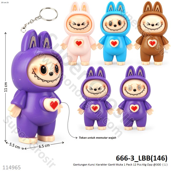 Boneka Ganti Muka Karakter 2 In 1 Gantungan Kunci 1 Pack 12 Pcs Ktg Opp @300
