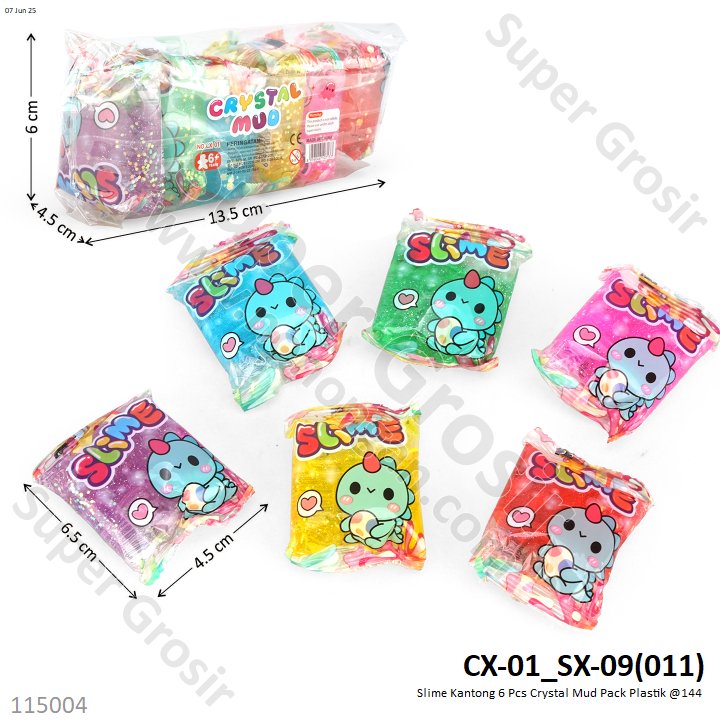 Slime Kantong 6 Pcs Crystal Mud Pack Plastik @144