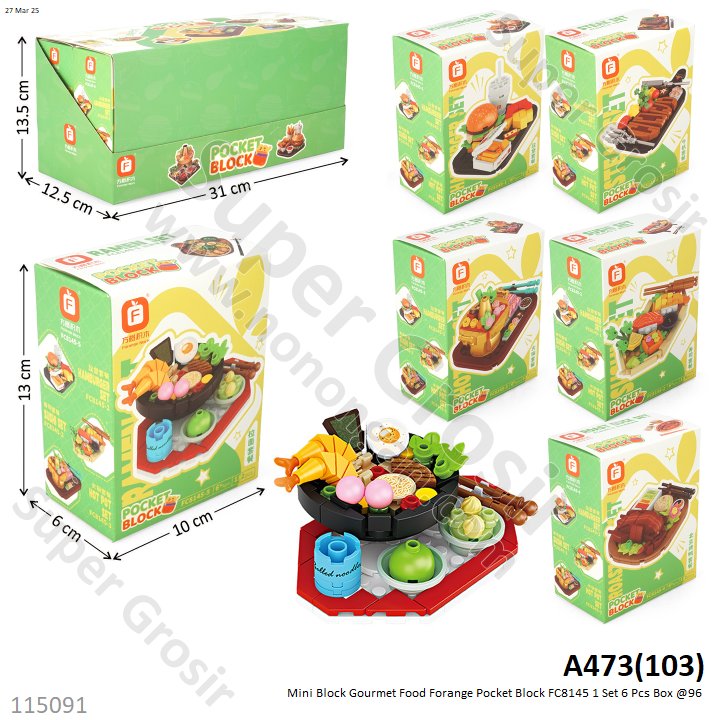 Mini Block Gourmet Food Forange Pocket Block FC8145 1 Set 6 Pcs Box @96