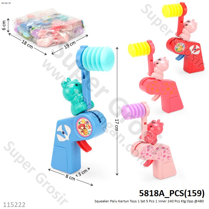 Squeaker Palu Kartun Toys 1 Set 5 Pcs 1 Inner 240 Pcs Ktg Opp @480