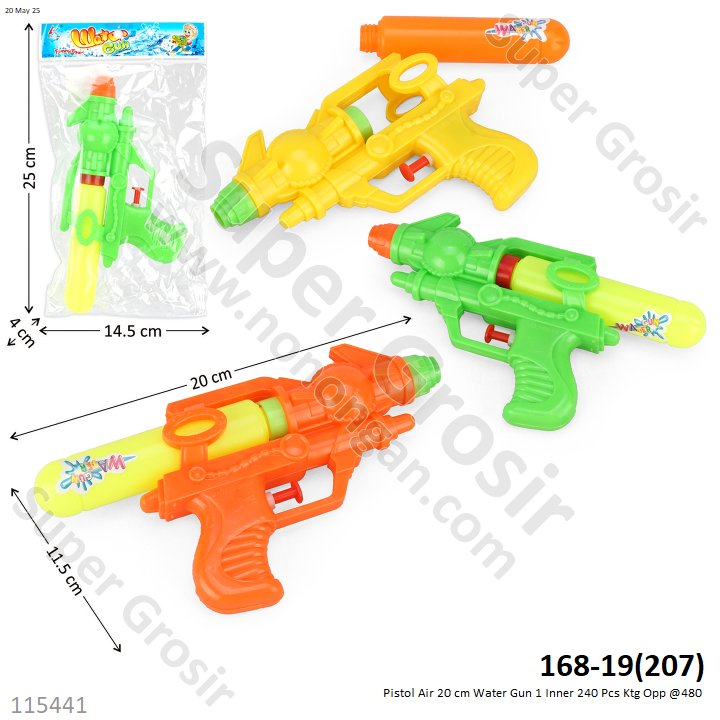 Pistol Air 20 cm Water Gun 1 Inner 240 Pcs Ktg Opp @480