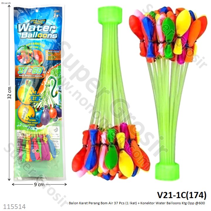 Balon Karet Perang Bom Air 37 Pcs (1 Ikat) + Konektor Water Balloons MJ776162 Ktg Opp @600