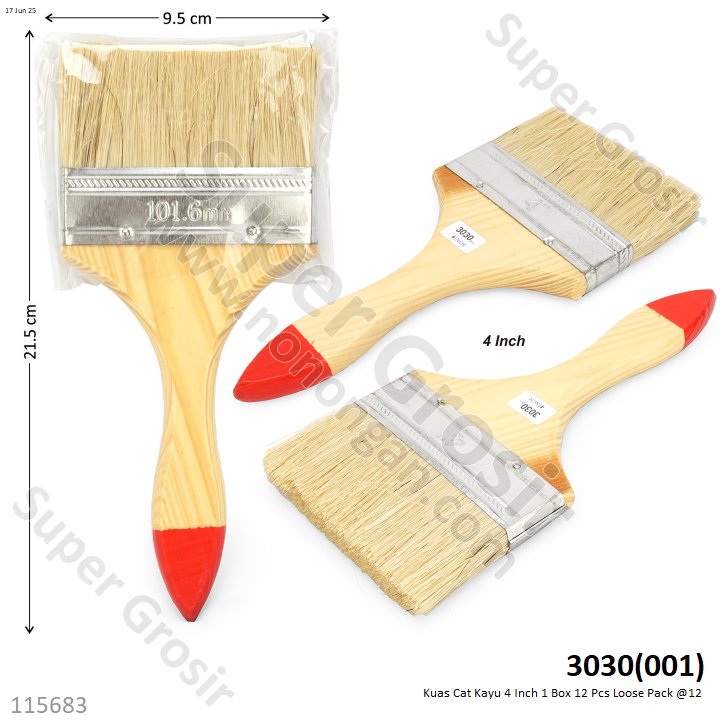 Kuas Cat Kayu 4 Inch 1 Box 12 Pcs Loose Pack @12