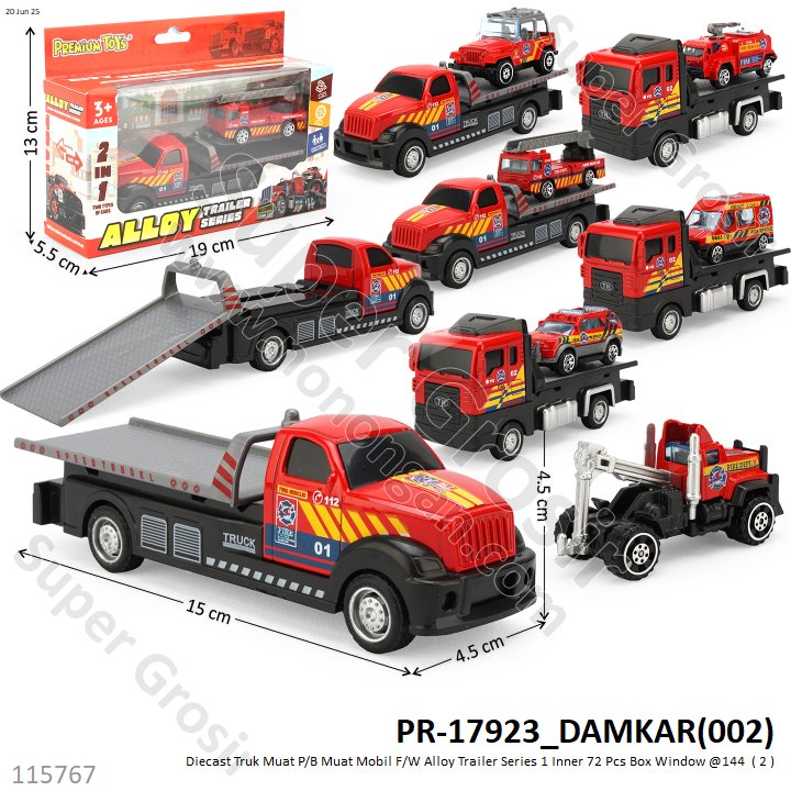 Diecast Truk Muat P/B Muat Mobil F/W Alloy Trailer Series 1 Inner 72 Pcs Box Window @144