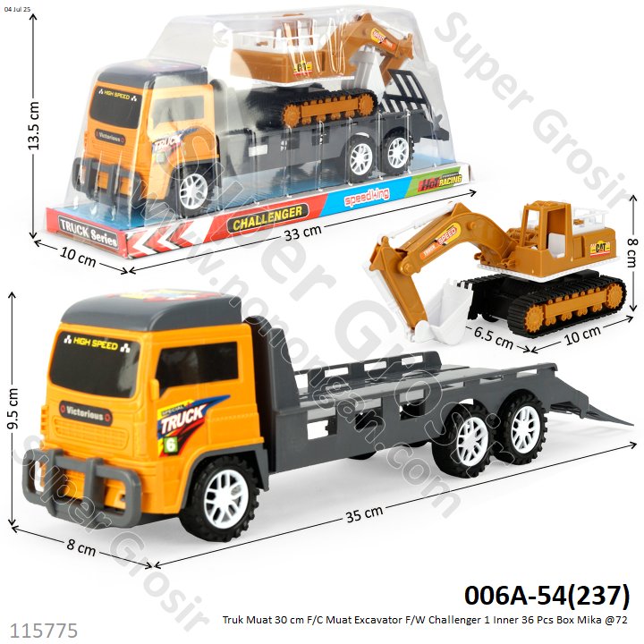 Truk Muat 30 cm F/C Muat Excavator F/W Challenger 1 Inner 36 Pcs Box Mika @72