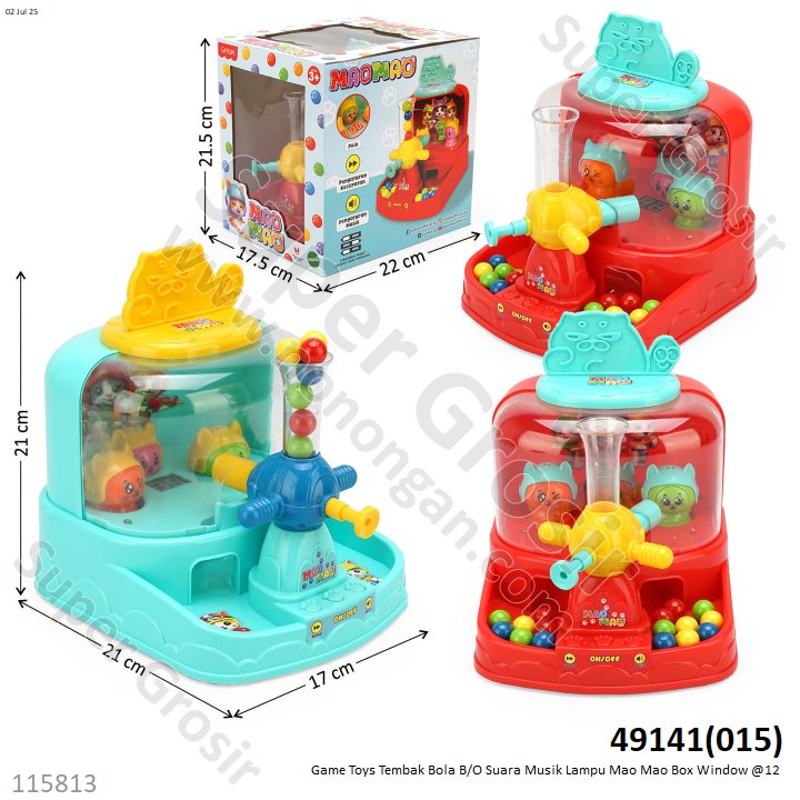 Game Toys Tembak Bola B/O Suara Musik Lampu Mao Mao Box Window @12