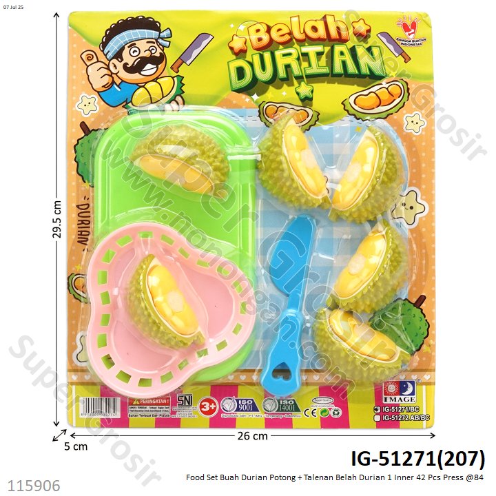 Food Set Buah Durian Potong + Talenan Belah Durian 1 Inner 42 Pcs Press @84