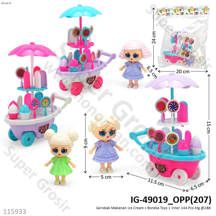Gerobak Makanan Es Krim + Boneka Toys 1 Inner 144 Pcs Ktg @288