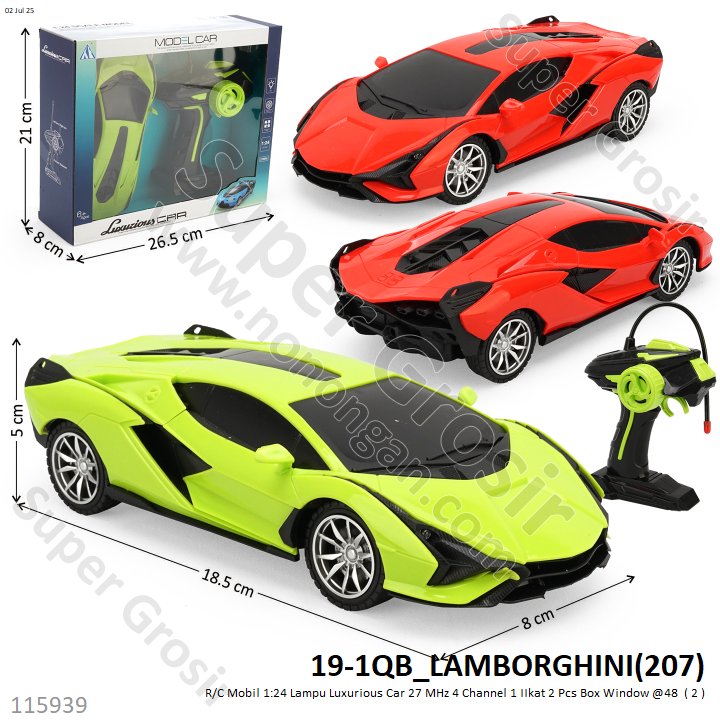 R/C Mobil 1:24 Lampu Luxurious Car 27 MHz 4 Channel 1 IIkat 2 Pcs Box Window @48