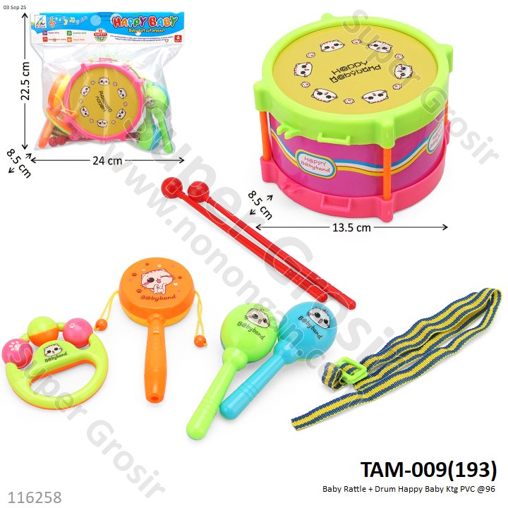 Drum Set + Baby Rattle Happy Baby Ktg PVC @96