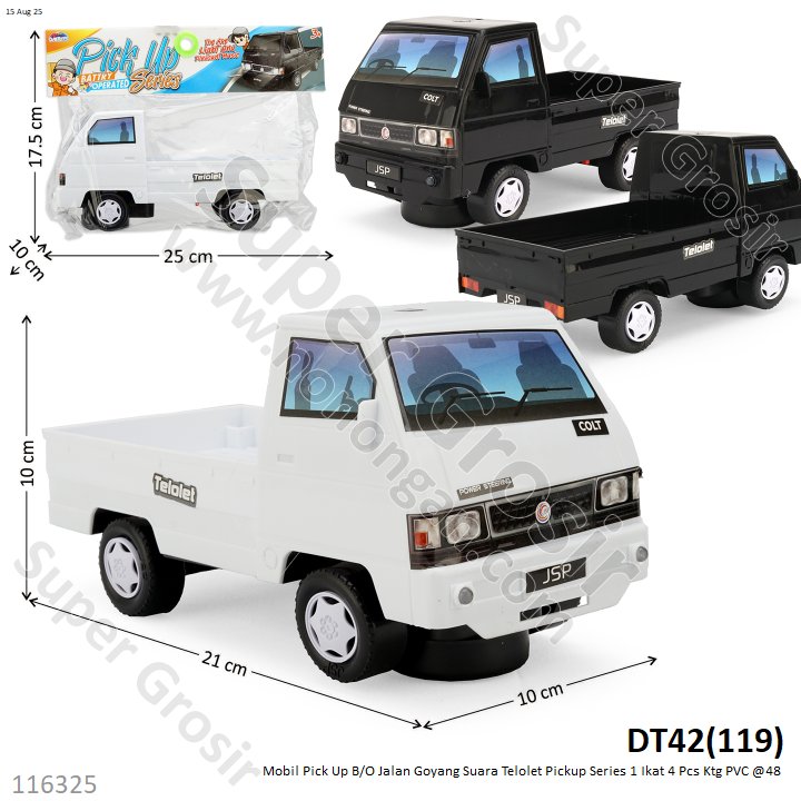 Mobil Pick Up B/O Jalan Goyang Suara Telolet Pickup Series 1 Ikat 4 Pcs Ktg PVC @48