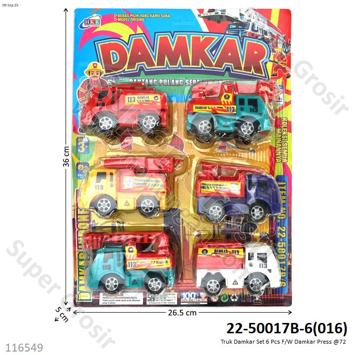 Truk Damkar Set 6 Pcs F/W Damkar Press @72
