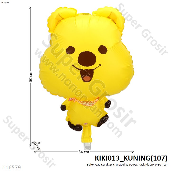 Balon Gas Kiki Quokka 50 Pcs Pack Plastik @60