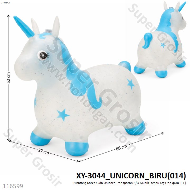 Binatang Karet Kuda Unicorn Transparan B/O Musik Lampu Ktg Opp @30
