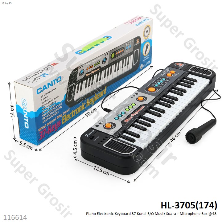 Piano Electronic Keyboard 37 Kunci B/O Musik Suara + Microphone Box @48