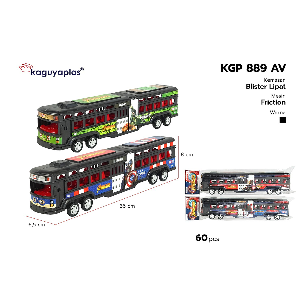 Bus Gandeng Motif 36 cm F/C Ktg PVC @60