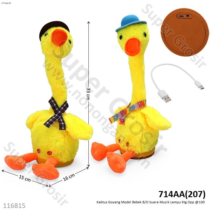 Kaktus Goyang Model Bebek B/O Suara Musik Lampu Ktg Opp @100