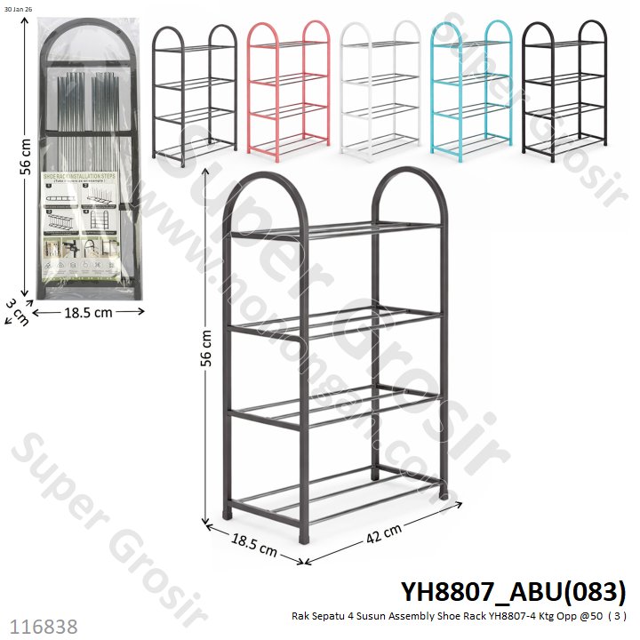 Rak Sepatu 4 Susun Assembly Shoe Rack YH8807-4 Ktg Opp @50