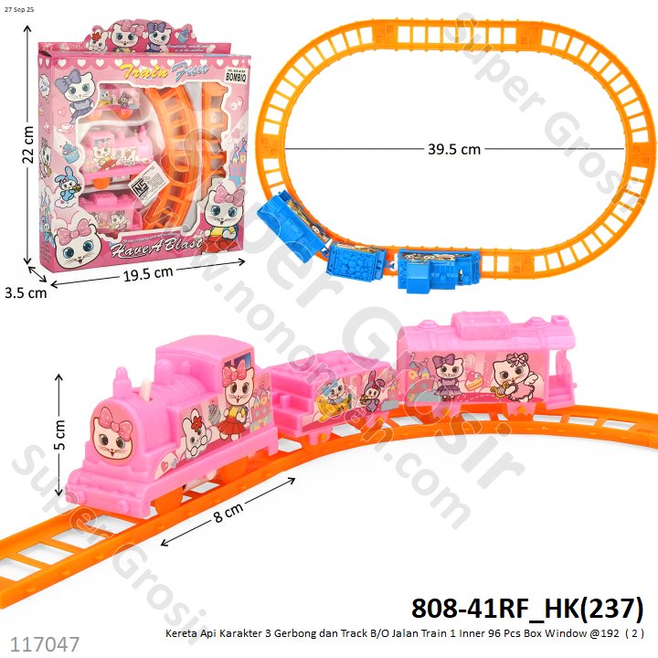 Kereta Api Karakter 3 Gerbong dan Track B/O Jalan Train 1 Inner 96 Pcs Box Window @192
