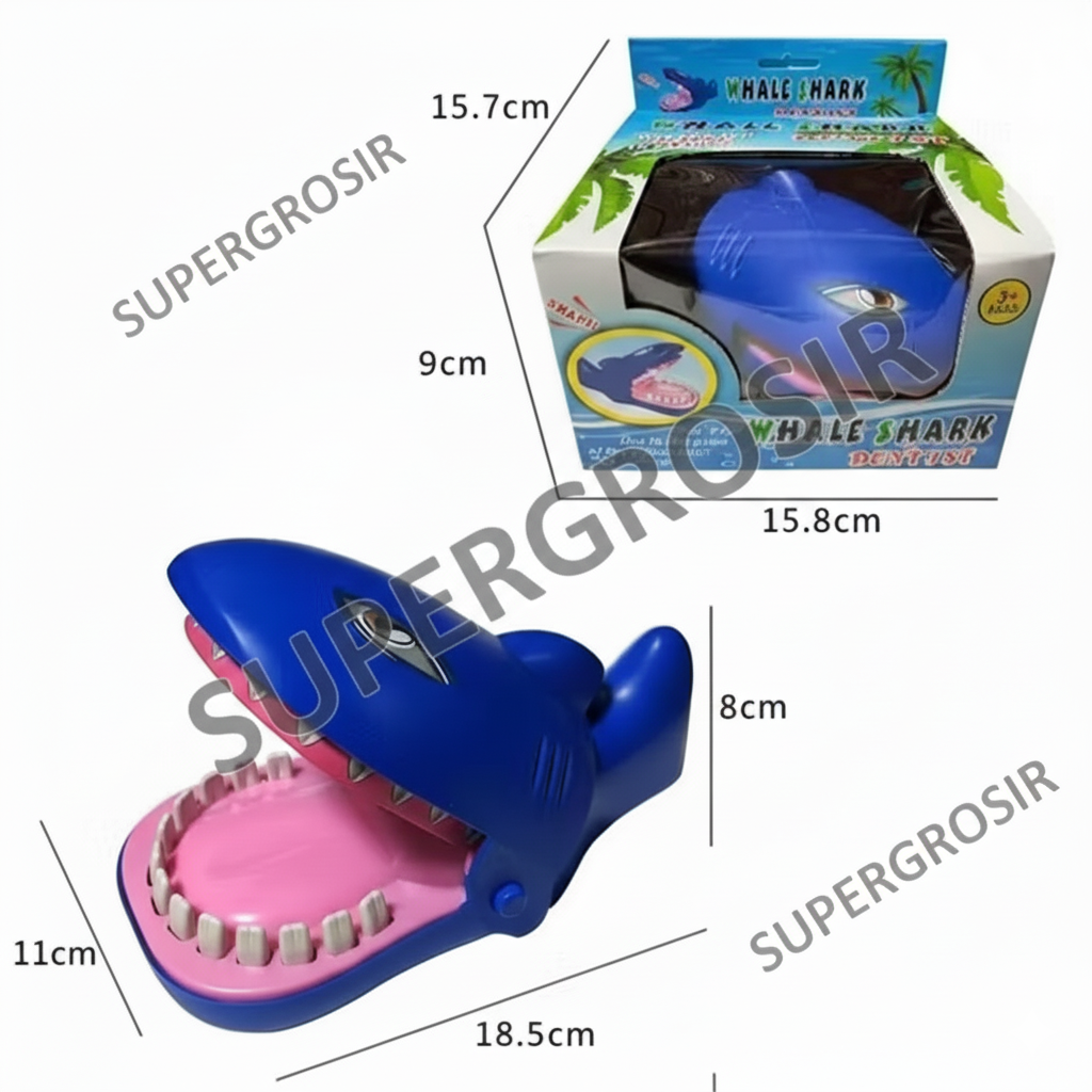 Game Toys Buaya Gigit Hiu Whale Shark Dentist 1 Inner 36 Pcs Box Window @72
