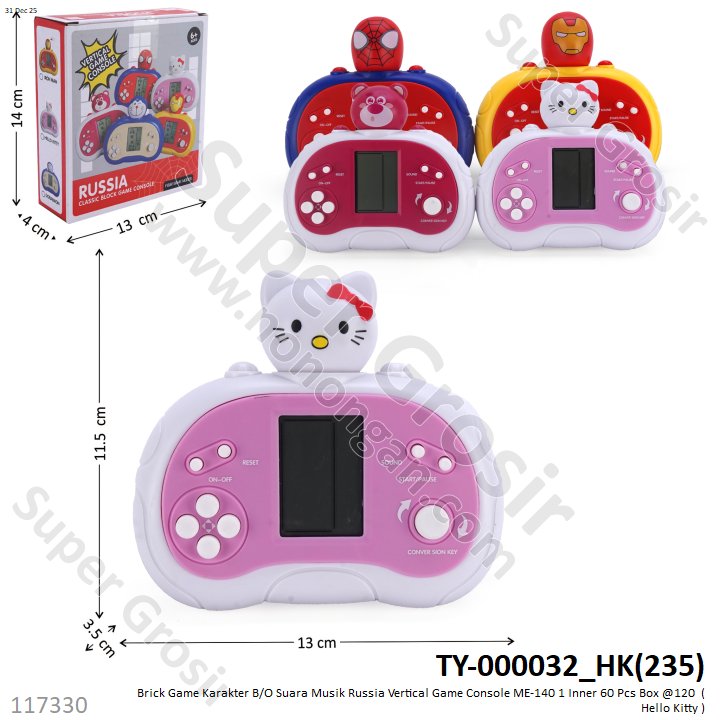 Brick Game Karakter B/O Suara Musik Russia Vertical Game Console 1 Inner 60 Pcs Box @120