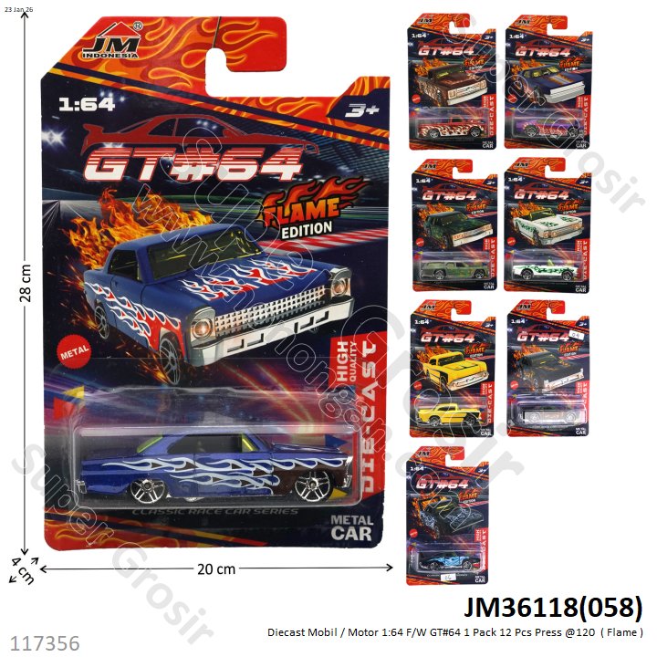 Diecast Mobil / Motor 1:64 F/W GT#64 1 Pack 12 Pcs Press @120
